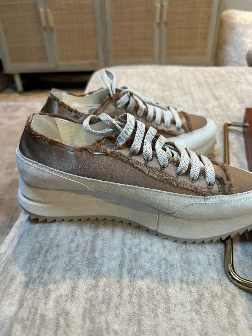 Pedro Garcia frayed satin trainer